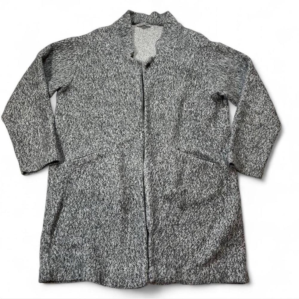 Zara Open Front Cardigan Size S gray white pockets workwear‎ casual basic